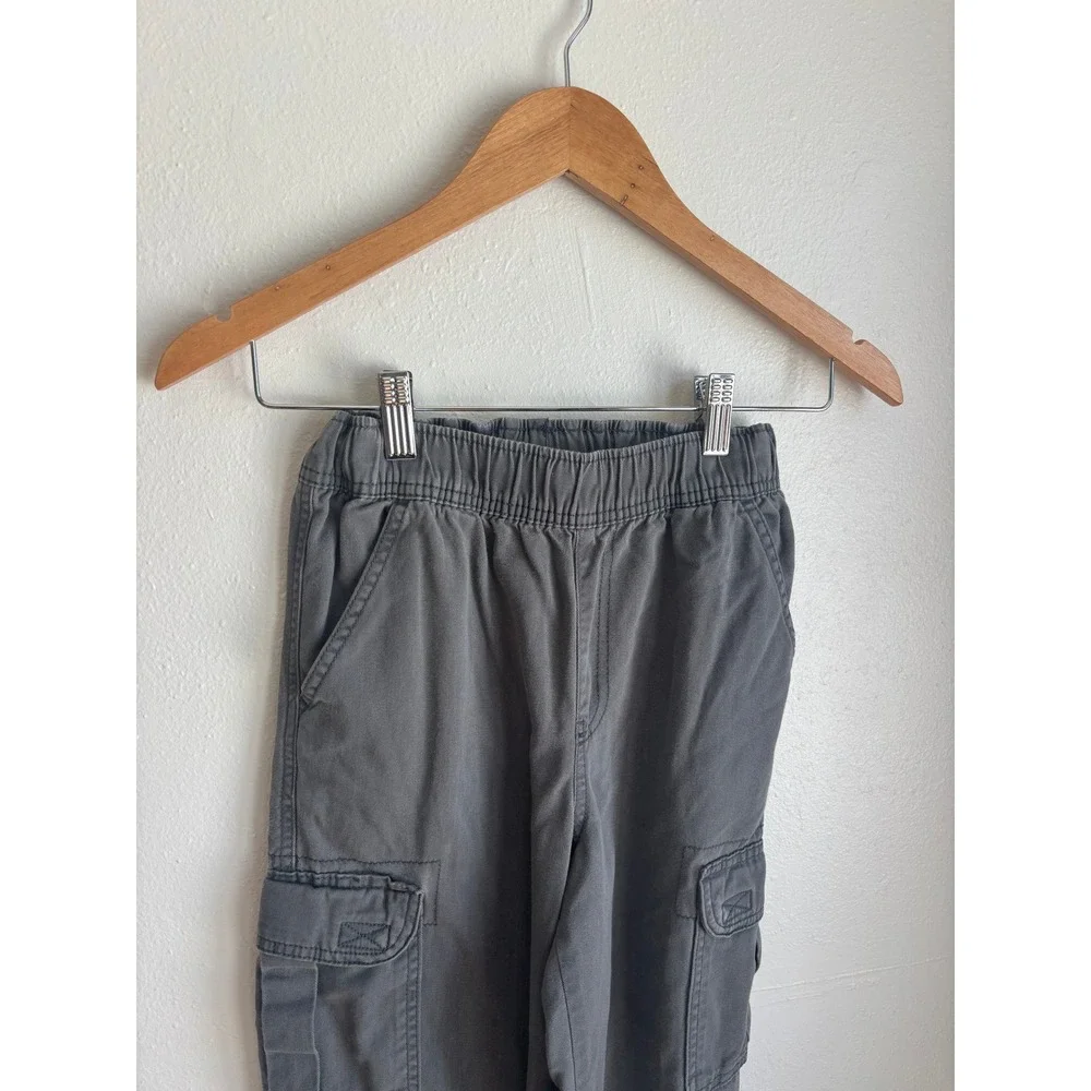 The Childrens Place Boys Gray Cotton Twill Cargo Pants Adjustable‎ Waist Size 12